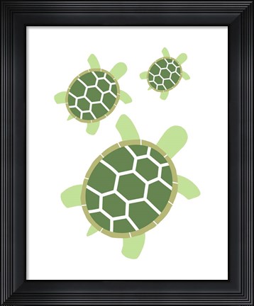 Framed Three Turtles - Green Print
