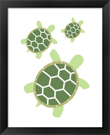 Framed Three Turtles - Green Print