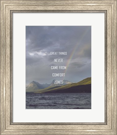 Framed Great Things Never Came From Comfort Zones Strength - Rainbow Print