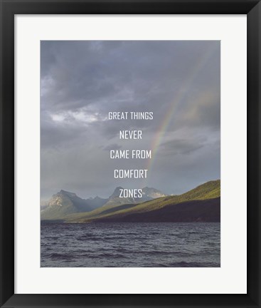 Framed Great Things Never Came From Comfort Zones Strength - Rainbow Print