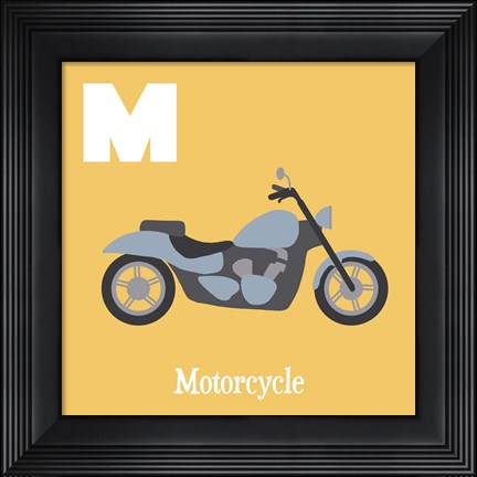 Framed Transportation Alphabet - M is for Motorcycle Print