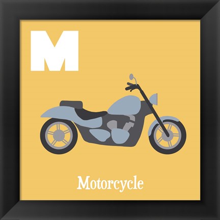 Framed Transportation Alphabet - M is for Motorcycle Print