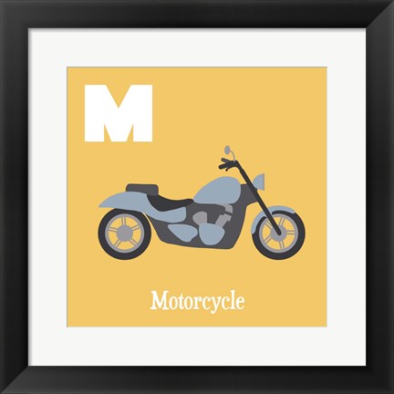 Framed Transportation Alphabet - M is for Motorcycle Print