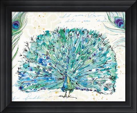Framed Peacock Garden IX Purple Print