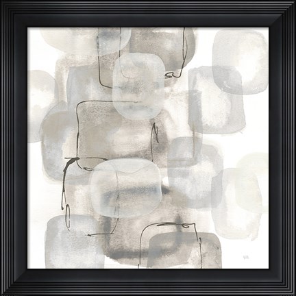 Framed Neutral Stacking I White Print