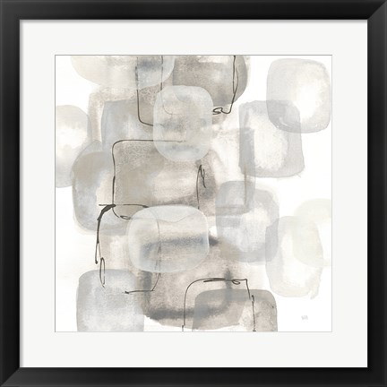 Framed Neutral Stacking I White Print