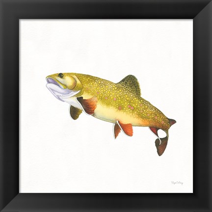 Framed Gone Fishin Brookie Print