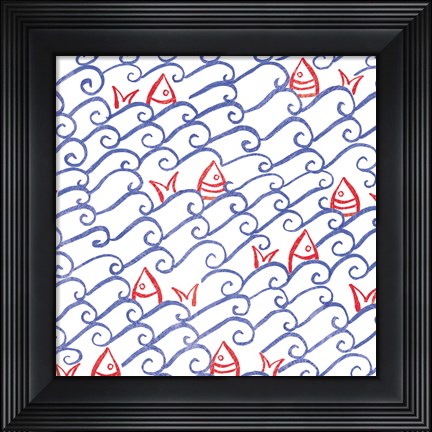 Framed Coastal Birds Pattern VA Print