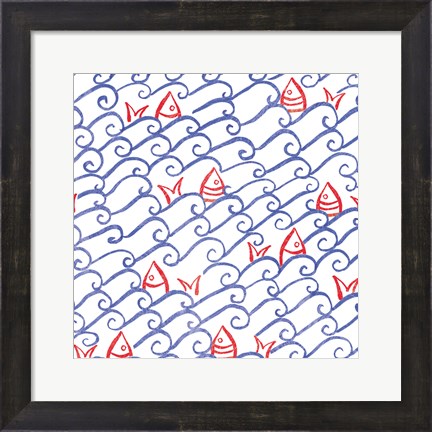 Framed Coastal Birds Pattern VA Print