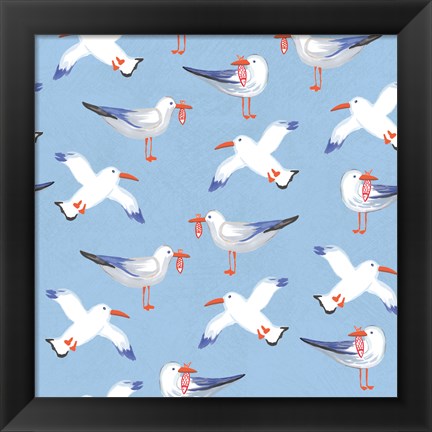 Framed Coastal Birds Pattern II Print