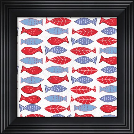 Framed Coastal Birds Pattern I Print
