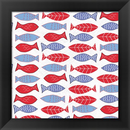 Framed Coastal Birds Pattern I Print