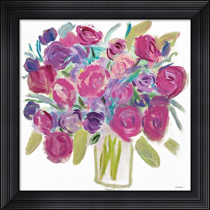 Framed Pink Roses on White Print