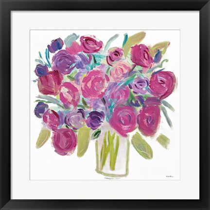 Framed Pink Roses on White Print