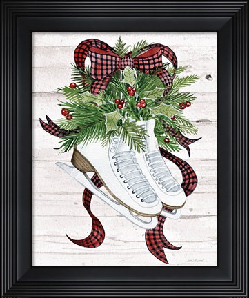 Framed Holiday Sports III on White Wood Print