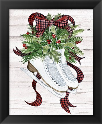 Framed Holiday Sports III on White Wood Print