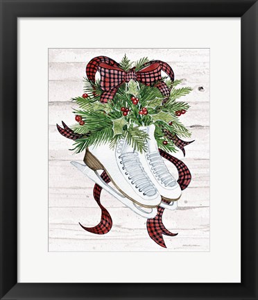 Framed Holiday Sports III on White Wood Print