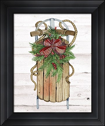 Framed Holiday Sports II on White Wood Print