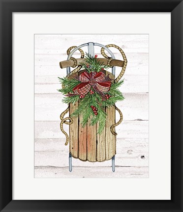 Framed Holiday Sports II on White Wood Print