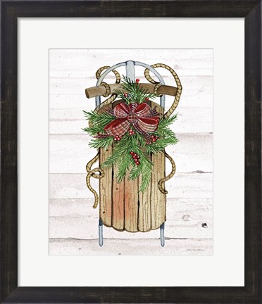 Framed Holiday Sports II on White Wood Print