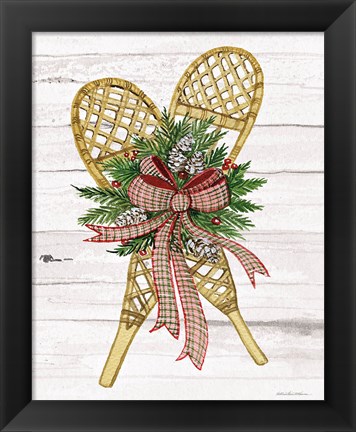 Framed Holiday Sports I on White Wood Print