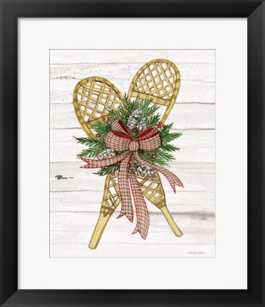 Framed Holiday Sports I on White Wood Print