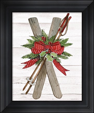 Framed Holiday Sports IV on White Wood Print