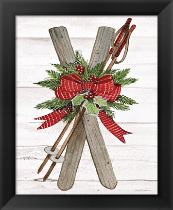 Framed Holiday Sports IV on White Wood Print