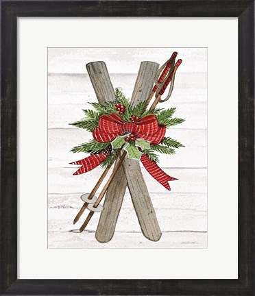 Framed Holiday Sports IV on White Wood Print