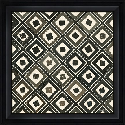 Framed Diagonal Squares Light Print
