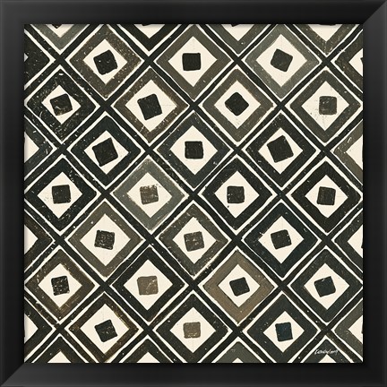 Framed Diagonal Squares Light Print