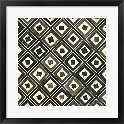 Framed Diagonal Squares Light Print