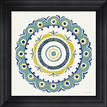 Framed Lakai Circle II Blue and Yellow Print