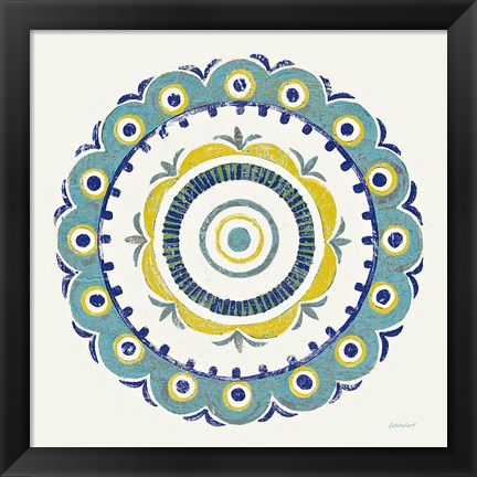 Framed Lakai Circle II Blue and Yellow Print