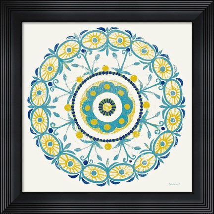 Framed Lakai Circle I Blue and Yellow Print