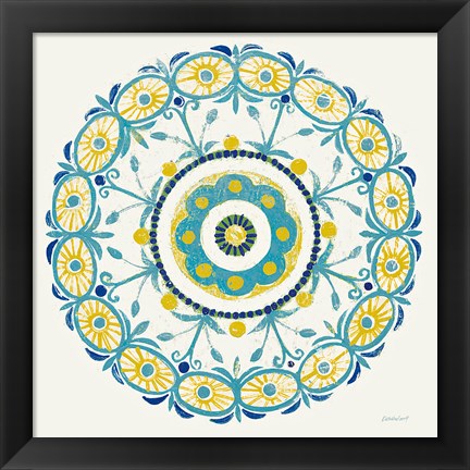 Framed Lakai Circle I Blue and Yellow Print