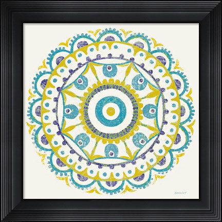 Framed Lakai Circle VI Blue and Yellow Print