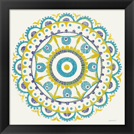 Framed Lakai Circle VI Blue and Yellow Print