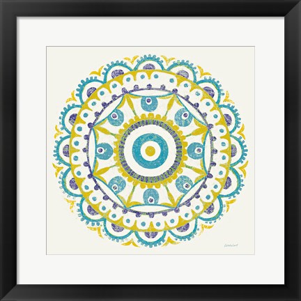 Framed Lakai Circle VI Blue and Yellow Print