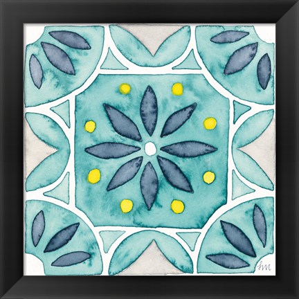 Framed Garden Getaway Tile VIII Teal Print