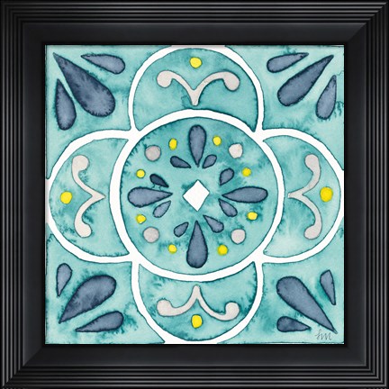 Framed Garden Getaway Tile VII Teal Print