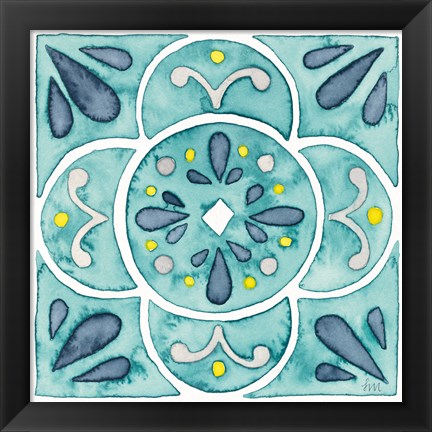 Framed Garden Getaway Tile VII Teal Print