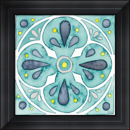 Framed Garden Getaway Tile VI Teal Print
