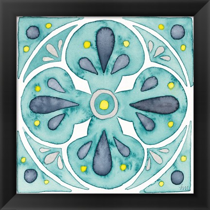 Framed Garden Getaway Tile VI Teal Print