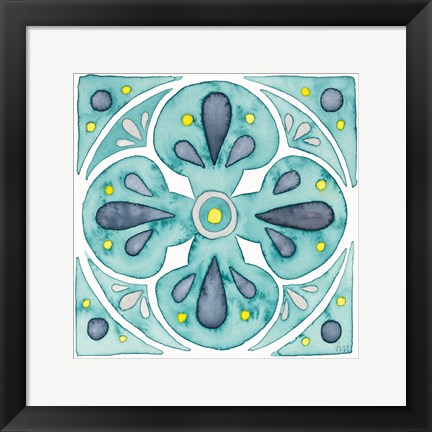 Framed Garden Getaway Tile VI Teal Print