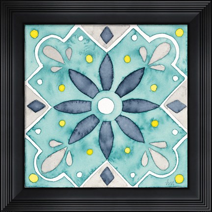 Framed Garden Getaway Tile V Teal Print