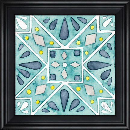 Framed Garden Getaway Tile IX Teal Print