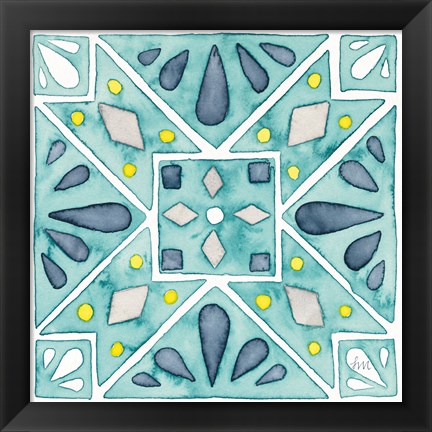 Framed Garden Getaway Tile IX Teal Print