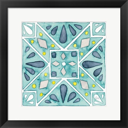 Framed Garden Getaway Tile IX Teal Print