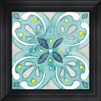 Framed Garden Getaway Tile IV Teal Print
